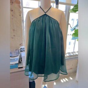 Lucy in the Sky Dark Green Halter Mini Dress